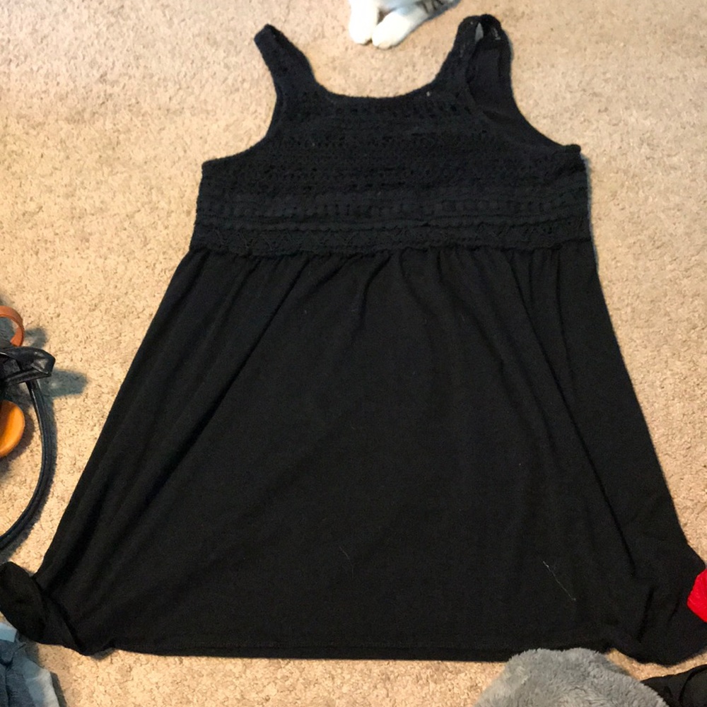 Black mini dress with knitted detail at bust